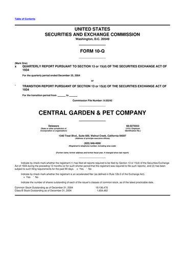 Miniature Central Garden & Pet 10-Q Rapport trimestriel  