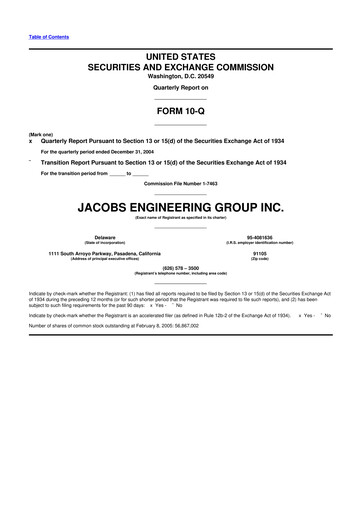 Miniature Jacobs Engineering 10-Q Rapport trimestriel  
