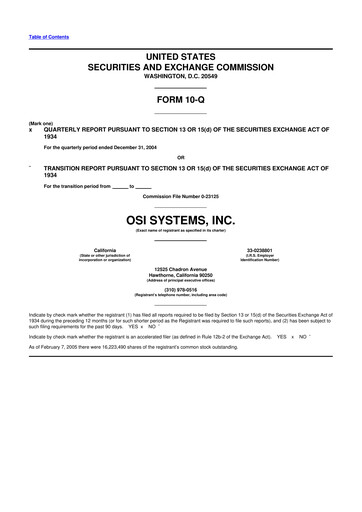 Thumbnail OSI Systems
 10-Q Quarterly Report FY 