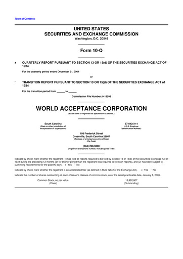Thumbnail World Acceptance Corporation 10-Q Quarterly Report FY 