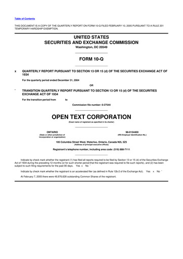 Thumbnail OpenText 10-Q Quarterly Report FY 