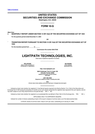 Vorschaubild LightPath Technologies 10-Q Quartalsbericht  