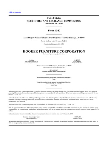 Thumbnail Hooker Furnishings 10-K Annual Report 