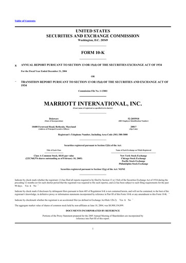 Thumbnail Marriott International 10-K Annual Report 