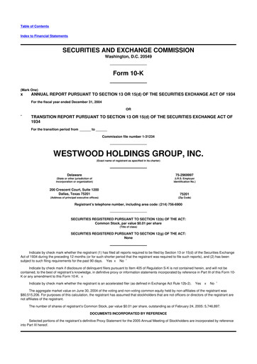 Thumbnail Westwood Holdings Group 10-K Annual Report 