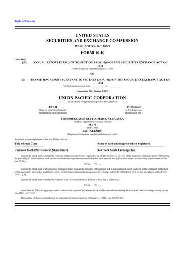 Thumbnail Union Pacific Corporation 10-K Annual Report 