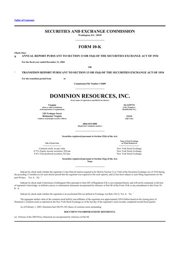 Thumbnail Dominion Energy 10-K Annual Report 