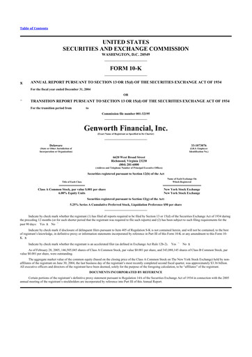 Thumbnail Genworth Financial
 10-K Annual Report 