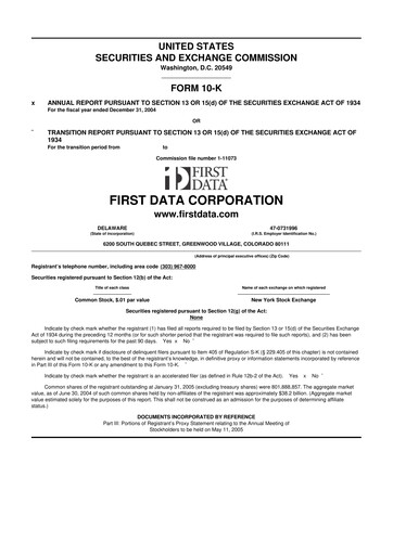 Thumbnail First Data Corporation 10-K Annual Report 