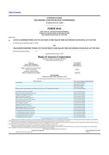 Thumbnail Bank of America  10-K Annual Report 