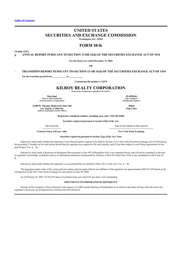 Thumbnail Kilroy Realty 10-K Annual Report 