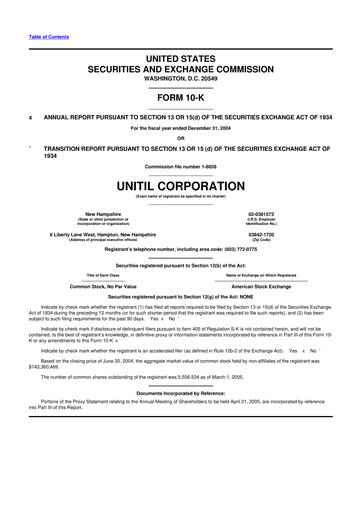Vorschaubild Unitil Corporation
 10-K Jahresbericht 
