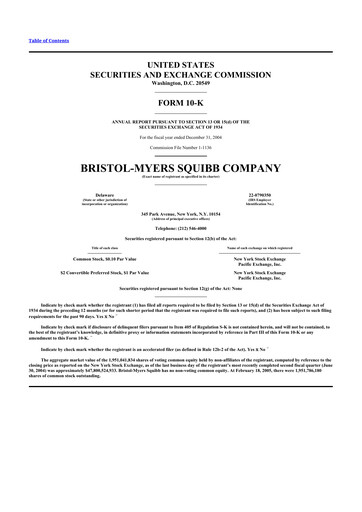 Miniature Bristol-Myers Squibb 10-K Rapport annuel 