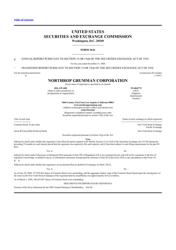 Thumbnail Northrop Grumman 10-K Annual Report 