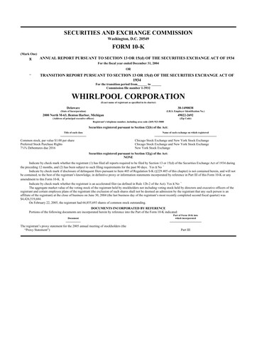 Thumbnail Whirlpool 10-K Annual Report 