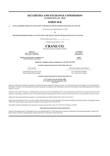 Thumbnail Crane NXT 10-K Annual Report 