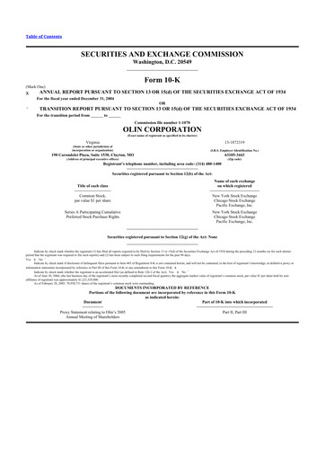 Thumbnail Olin Corporation 10-K Annual Report 