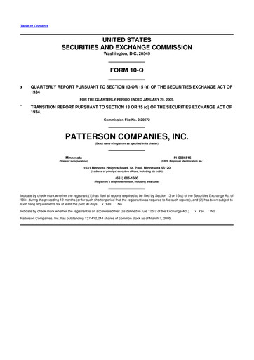 Thumbnail Patterson Companies
 10-Q Quarterly Report FY 