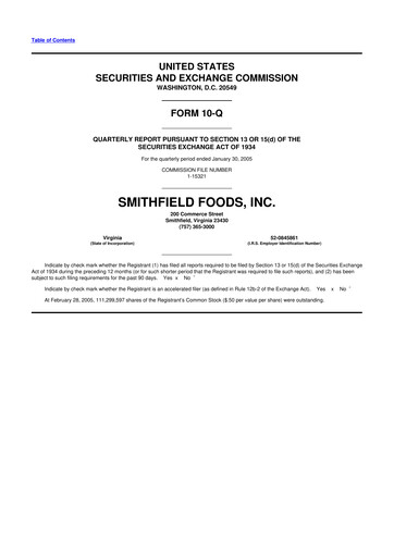 Thumbnail Smithfield Foods 10-Q Quarterly Report FY 
