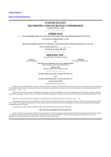 Thumbnail Equinix 10-K Annual Report 