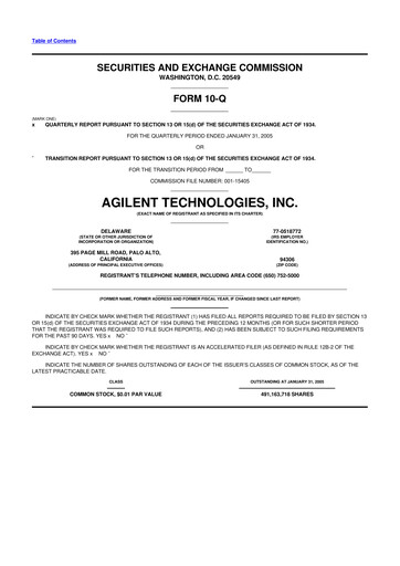 Vorschaubild Agilent Technologies 10-Q Quartalsbericht  