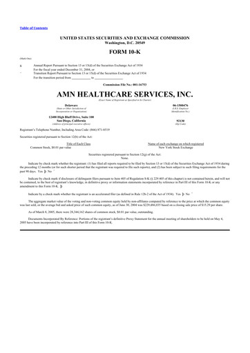 Thumbnail AMN Healthcare Services 10-K Annual Report 