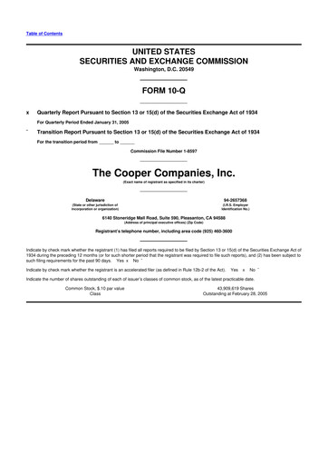 Vorschaubild Cooper Companies 10-Q Quartalsbericht  