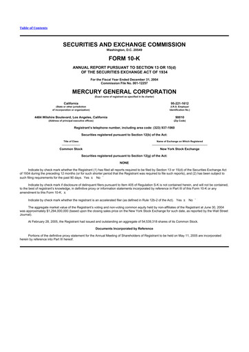 Thumbnail Mercury General
 10-K Annual Report 