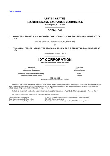 Thumbnail IDT Corporation
 10-Q Quarterly Report FY 