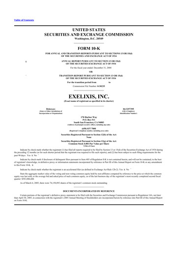 Thumbnail Exelixis 10-K Annual Report 