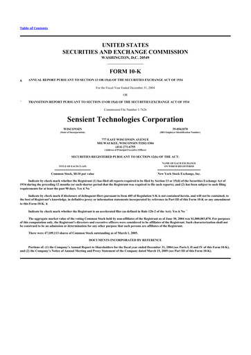 Thumbnail Sensient Technologies
 10-K Annual Report 