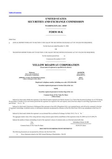 Thumbnail Yellow Corporation 10-K Annual Report 