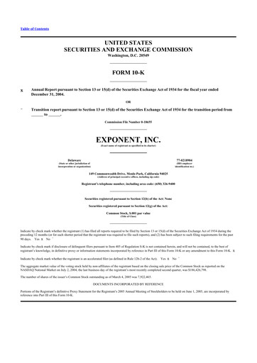 Thumbnail Exponent
 10-K Annual Report 