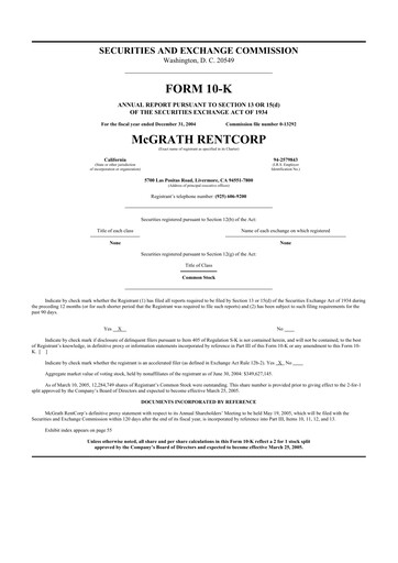 Thumbnail McGrath RentCorp
 10-K Annual Report 