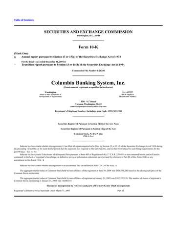 Thumbnail Columbia Banking System 10-K Annual Report 