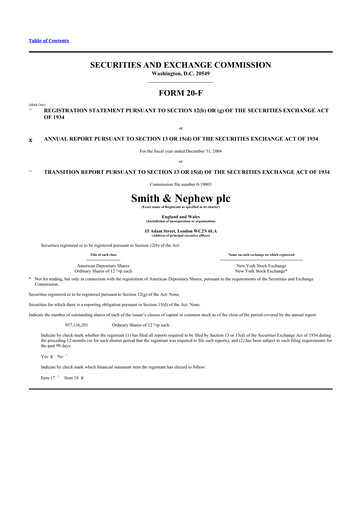 Miniature Smith & Nephew
 20-F Rapport annuel 