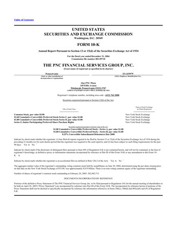 Thumbnail PNC Financial Services 10-K Annual Report 