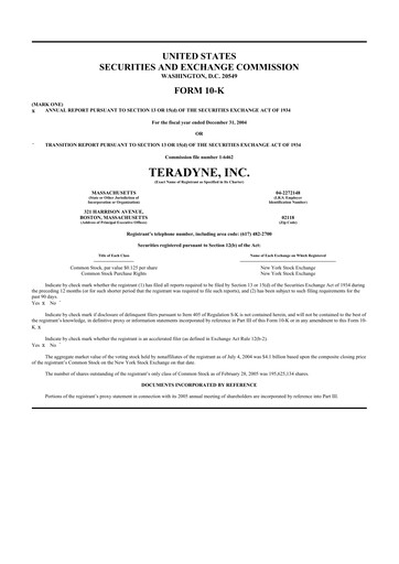 Thumbnail Teradyne 10-K Annual Report 