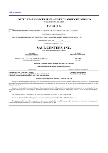 Vorschaubild Saul Centers 10-K Jahresbericht 