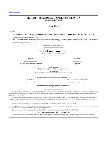 Thumbnail Trex 10-K Annual Report 