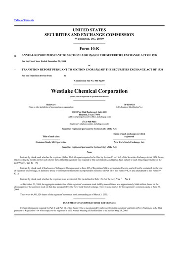 Thumbnail Westlake Corporation
 10-K Annual Report 