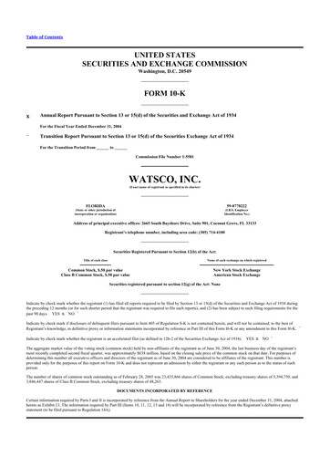 Miniature Watsco
 10-K Rapport annuel 