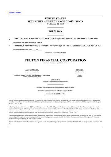 Thumbnail Fulton Financial 10-K Annual Report 