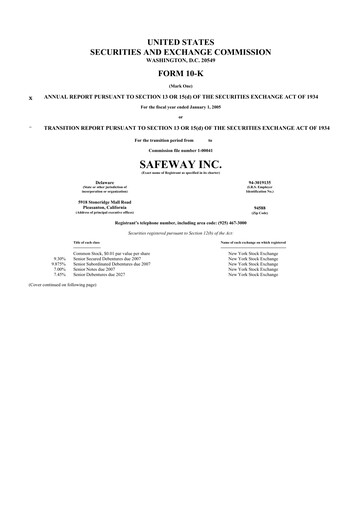 Miniature Safeway 10-K Rapport annuel 