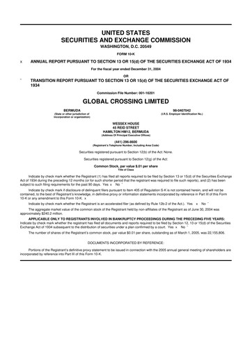 Thumbnail Global Crossing 10-K Annual Report 