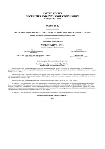 Thumbnail MediciNova 10-K Annual Report 