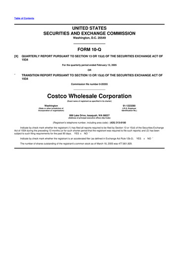 Miniature Costco 10-Q Rapport trimestriel  
