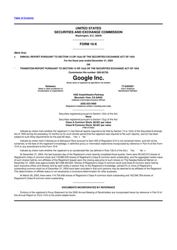 Vorschaubild Alphabet (Google) 10-K Jahresbericht 