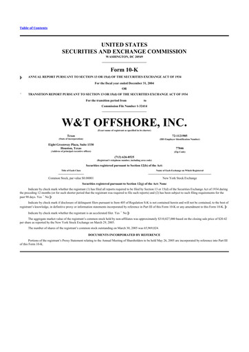 Thumbnail W&T Offshore 10-K Annual Report 