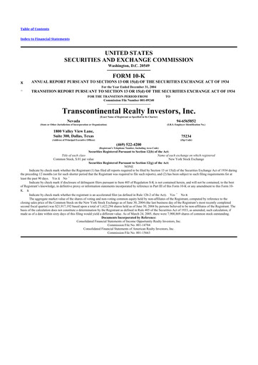 Miniature Transcontinental Realty Investors 10-K Rapport annuel 